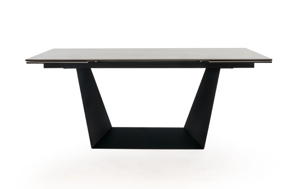 VIG Furniture Baldwin Extendable Dining Table With Grey Marble-Look Ceramic Top & Black Metal Base, Seats 8–10 VGNSGD8684-CB