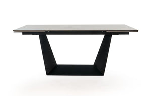 VIG Furniture Baldwin Extendable Dining Table With Grey Marble-Look Ceramic Top & Black Metal Base, Seats 8–10 VGNSGD8684-CB