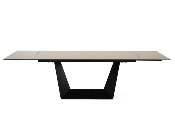 VIG Furniture Modrest Baldwin - Modern Black Ceramic & Black Metal Extendable Dining Table VGNS-GD8684-CB-BLK