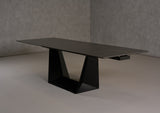 VIG Furniture Modrest Baldwin - Modern Black Ceramic & Black Metal Extendable Dining Table VGNS-GD8684-CB-BLK