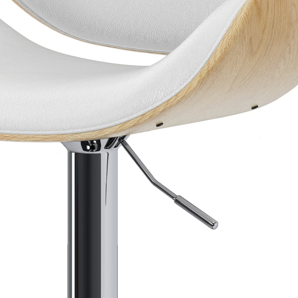 English Elm Marana Adjustable Swivel Bar Stool - Mid-Century Modern Design In White Faux Leather & Chrome Base B136P158935