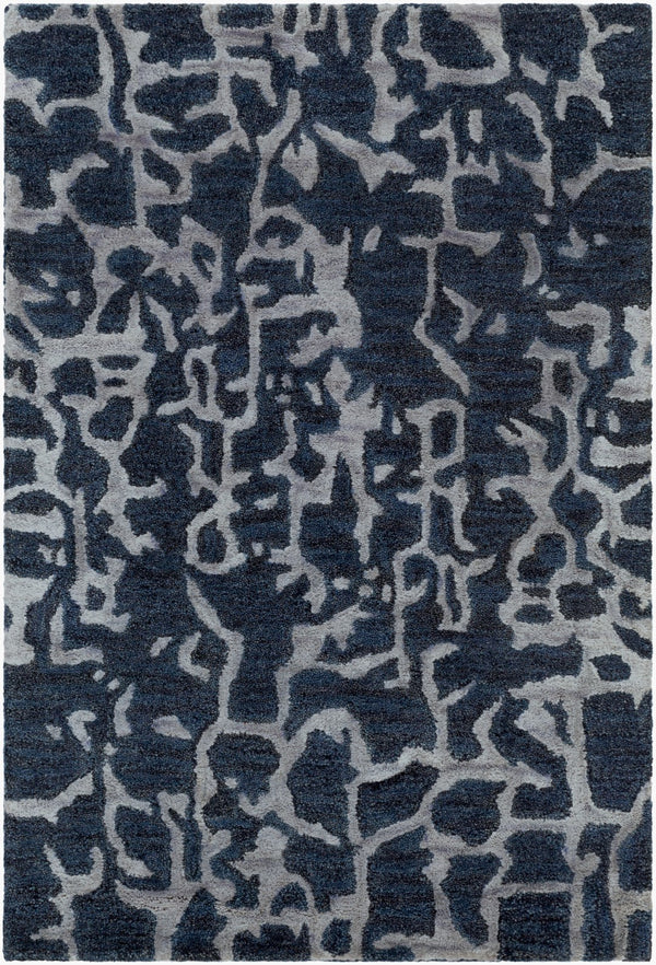 Surya Banshee Ban-3306 2' X 3' Hand Tufted Rug - Luxurious Viscose And Wool Blend For Modern Elegance Dark Blue Wool,Viscose Ban3306-23