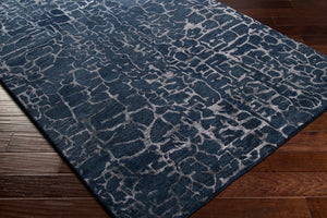 Surya Banshee Ban-3306 2' X 3' Hand Tufted Rug - Luxurious Viscose And Wool Blend For Modern Elegance Dark Blue Wool,Viscose Ban3306-23