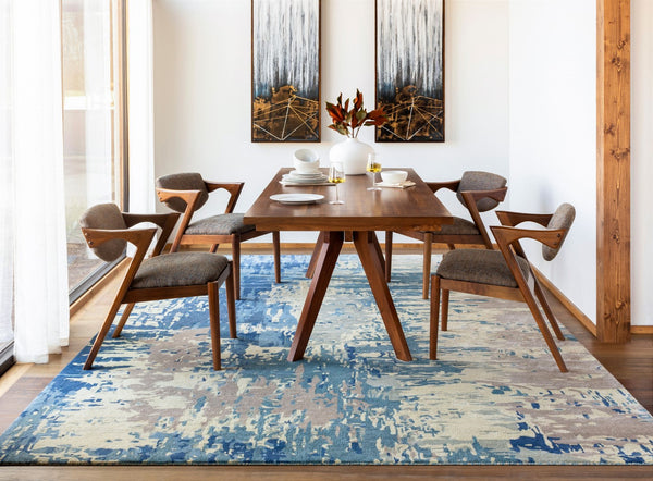 Surya Banshee Ban-3306 2' X 3' Hand Tufted Rug - Luxurious Viscose And Wool Blend For Modern Elegance Dark Blue Wool,Viscose Ban3342-23