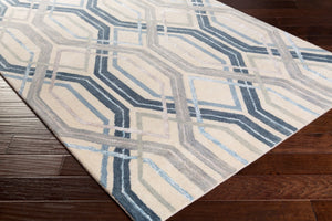 Surya Banshee Ban-3306 2' X 3' Hand Tufted Rug - Luxurious Viscose And Wool Blend For Modern Elegance Blue Wool,Viscose Ban3390-23