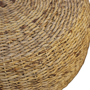 Banyan Handwoven Rattan Abaca Round Coffee Table for Coastal Boho Living Rooms