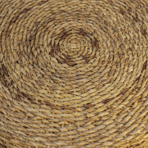 Banyan Handwoven Rattan Abaca Round Coffee Table for Coastal Boho Living Rooms