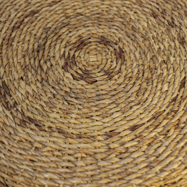 Banyan Handwoven Rattan Abaca Round Coffee Table for Coastal Boho Living Rooms