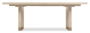 Hooker Furniture Westwood Polished Limestone Rectangle Dining Table With Two 20" Leaves, Quartered Oak Veneers, Double Pedestal 6133-75200-80