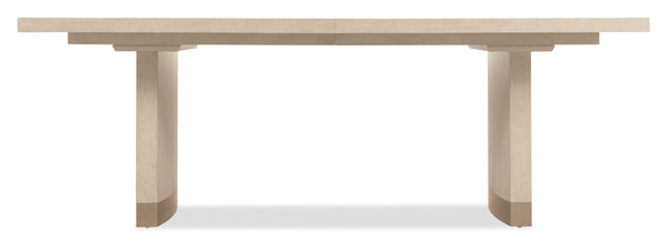 Hooker Furniture Westwood Polished Limestone Rectangle Dining Table With Two 20" Leaves, Quartered Oak Veneers, Double Pedestal 6133-75200-80