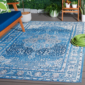 Safavieh Barbados 558 BAR558 Power Loomed Indoor / Outdoor Rug Blue / Ivory BAR558M-7SQ