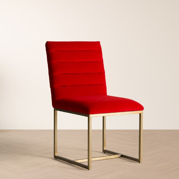 VIG Furniture Barker Burnt Orange Velvet Dining Chairs Set Of 2 — Brushed Gold Frame, Channel Tufted, 500 Lb Capacity, Ready-To-Use VGGMDC-1251A-ORG