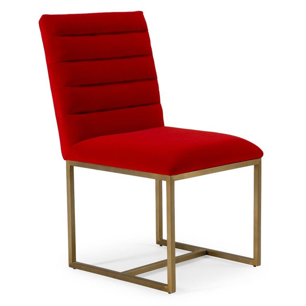 VIG Furniture Barker Burnt Orange Velvet Dining Chairs Set Of 2 — Brushed Gold Frame, Channel Tufted, 500 Lb Capacity, Ready-To-Use VGGMDC-1251A-ORG