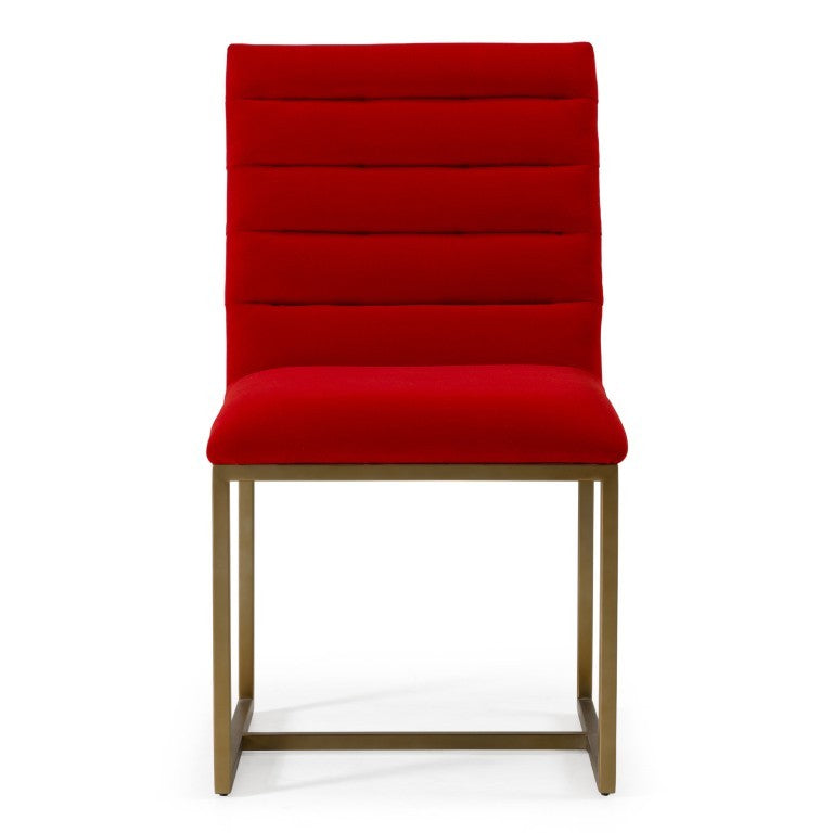 VIG Furniture Barker Burnt Orange Velvet Dining Chairs Set Of 2 — Brushed Gold Frame, Channel Tufted, 500 Lb Capacity, Ready-To-Use VGGMDC-1251A-ORG