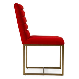 VIG Furniture Barker Burnt Orange Velvet Dining Chairs Set Of 2 — Brushed Gold Frame, Channel Tufted, 500 Lb Capacity, Ready-To-Use VGGMDC-1251A-ORG