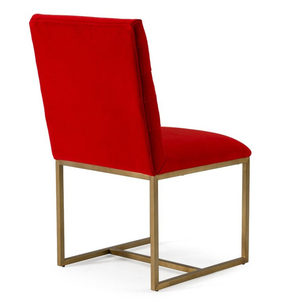 VIG Furniture Barker Burnt Orange Velvet Dining Chairs Set Of 2 — Brushed Gold Frame, Channel Tufted, 500 Lb Capacity, Ready-To-Use VGGMDC-1251A-ORG