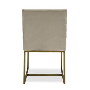 VIG Furniture Barker Beige Velvet Dining Chair Set Of 2 — Channel Tufted Comfort, Brush Gold Legs, 500Lb Capacity VGGMDC-1251A-DC