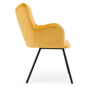 VIG Furniture Barrett Mid‑Century Yellow Velvet Wingback Dining Chair With Matte Black Legs, Plush Comfort VGYFDC1040-YEL-DC