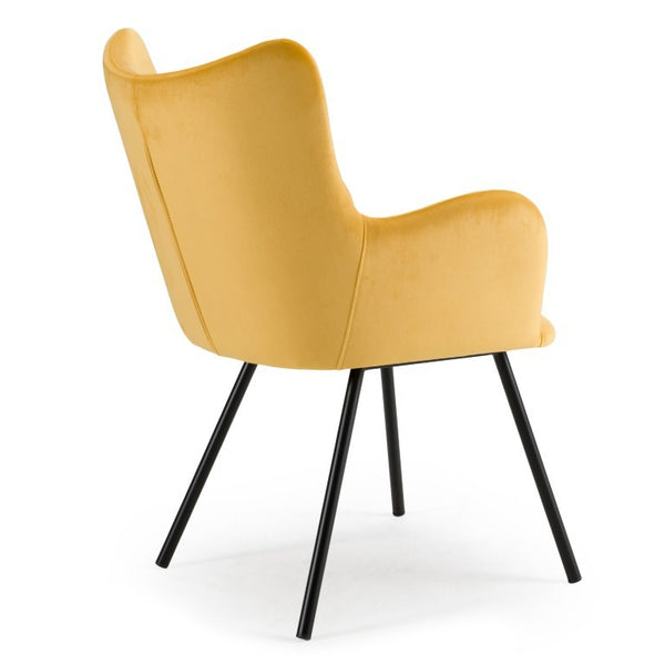 VIG Furniture Barrett Mid‑Century Yellow Velvet Wingback Dining Chair With Matte Black Legs, Plush Comfort VGYFDC1040-YEL-DC