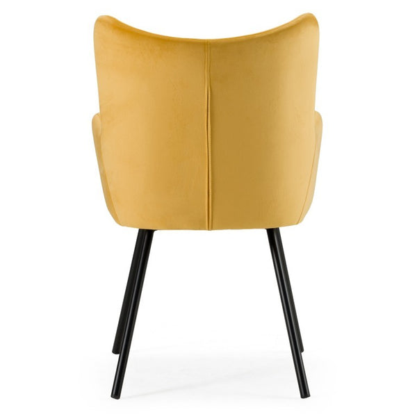 VIG Furniture Barrett Mid‑Century Yellow Velvet Wingback Dining Chair With Matte Black Legs, Plush Comfort VGYFDC1040-YEL-DC