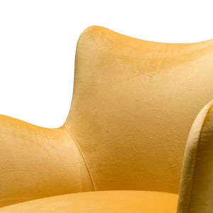 VIG Furniture Barrett Mid‑Century Yellow Velvet Wingback Dining Chair With Matte Black Legs, Plush Comfort VGYFDC1040-YEL-DC