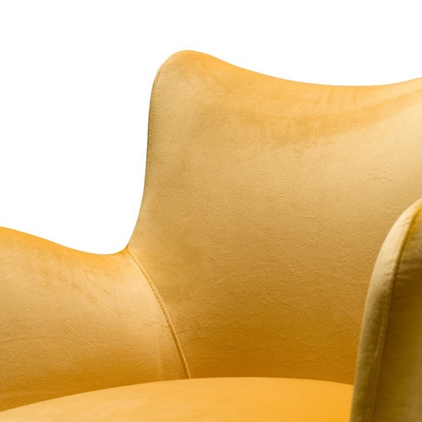 VIG Furniture Barrett Mid‑Century Yellow Velvet Wingback Dining Chair With Matte Black Legs, Plush Comfort VGYFDC1040-YEL-DC