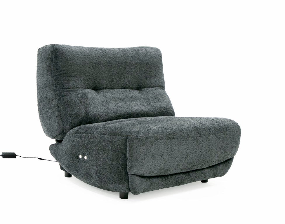 VIG Furniture Basil Modern Dark Grey Electric Recliner Chair — Large Armless Polyester Lounger, Foam Support, 350 Lb Capacity VGSX-22056-RCLNR-LRG-EMBONY