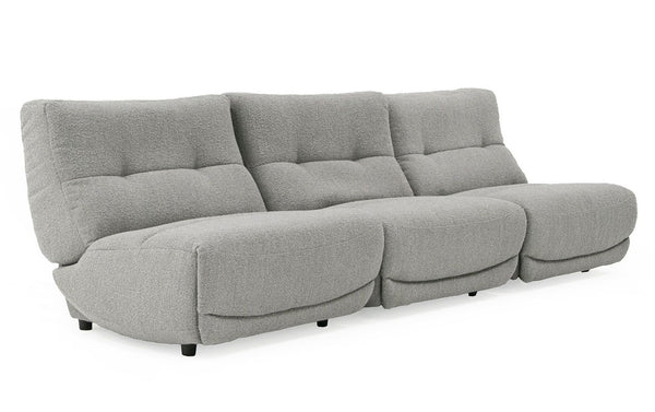 VIG Furniture Basil Modern Fabric Large Three-Seat Electric Recliner Set With Armless Design, Plush Foam Comfort Grey Sofa VGSX-BASIL-GRY-3PC