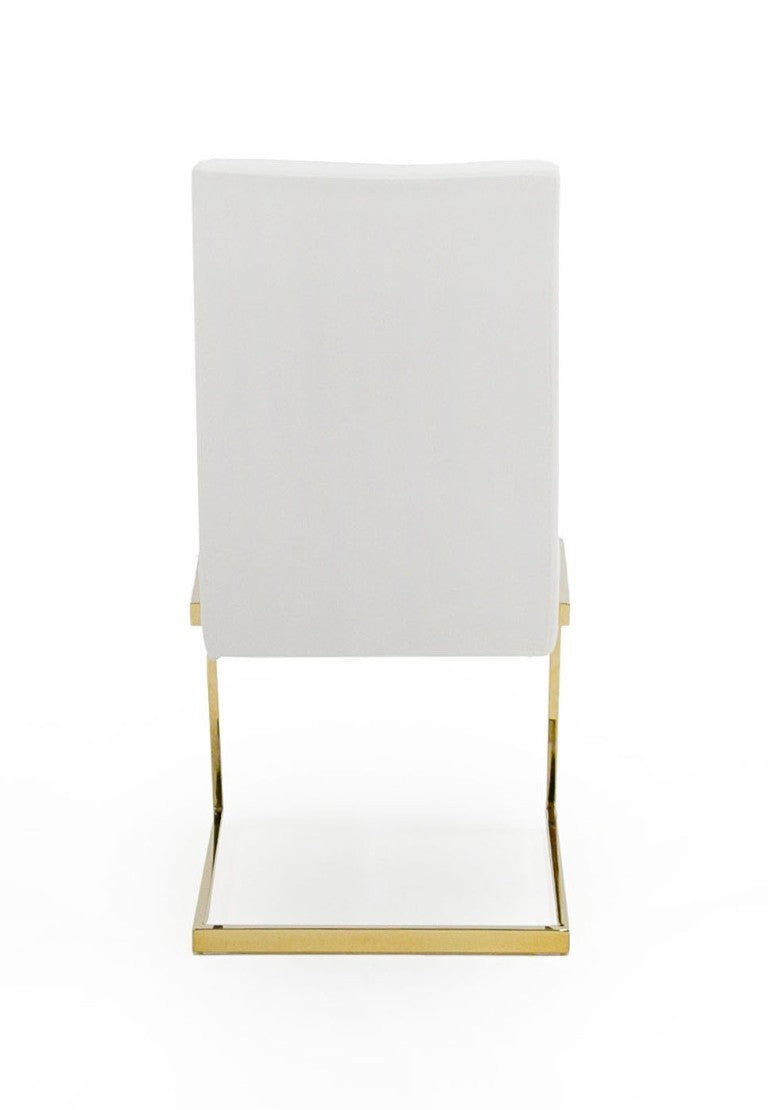 VIG Furniture Batavia White & Gold Dining Chairs Set Of 2 — Plush Pu Upholstery, U-Shaped Gold Base, Modern Luxe Seating VGEWF3131BM-WHT-DC