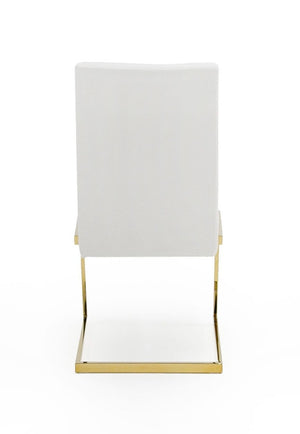 VIG Furniture Batavia White & Gold Dining Chairs Set Of 2 — Plush Pu Upholstery, U-Shaped Gold Base, Modern Luxe Seating VGEWF3131BM-WHT-DC