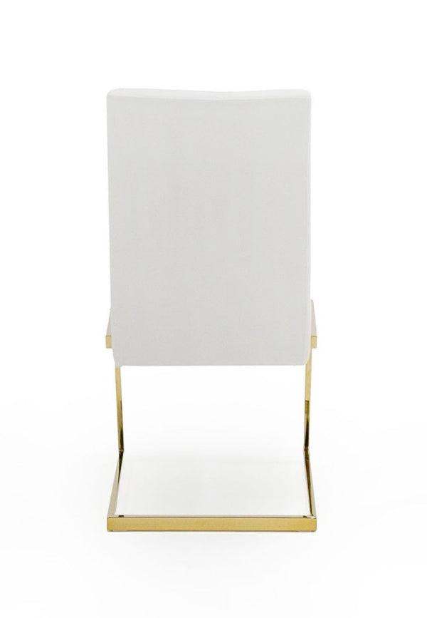 VIG Furniture Batavia White & Gold Dining Chairs Set Of 2 — Plush Pu Upholstery, U-Shaped Gold Base, Modern Luxe Seating VGEWF3131BM-WHT-DC