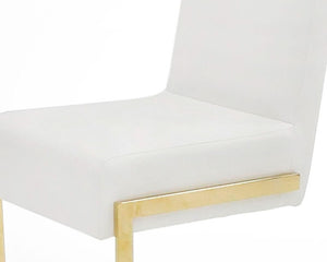 VIG Furniture Batavia White & Gold Dining Chairs Set Of 2 — Plush Pu Upholstery, U-Shaped Gold Base, Modern Luxe Seating VGEWF3131BM-WHT-DC
