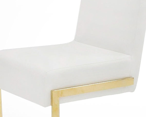 VIG Furniture Batavia White & Gold Dining Chairs Set Of 2 — Plush Pu Upholstery, U-Shaped Gold Base, Modern Luxe Seating VGEWF3131BM-WHT-DC