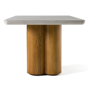 VIG Furniture Bateman Modern Faux-Concrete Top Dining Table With Light Walnut Double Pedestal Base, Seats 6 VGMC-GF-1C011