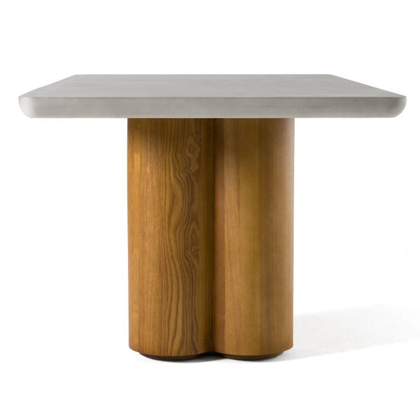 VIG Furniture Bateman Modern Faux-Concrete Top Dining Table With Light Walnut Double Pedestal Base, Seats 6 VGMC-GF-1C011