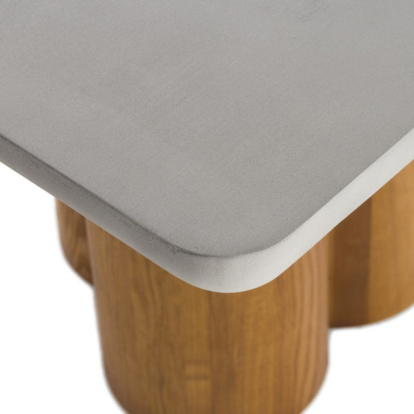 VIG Furniture Bateman Modern Faux-Concrete Top Dining Table With Light Walnut Double Pedestal Base, Seats 6 VGMC-GF-1C011