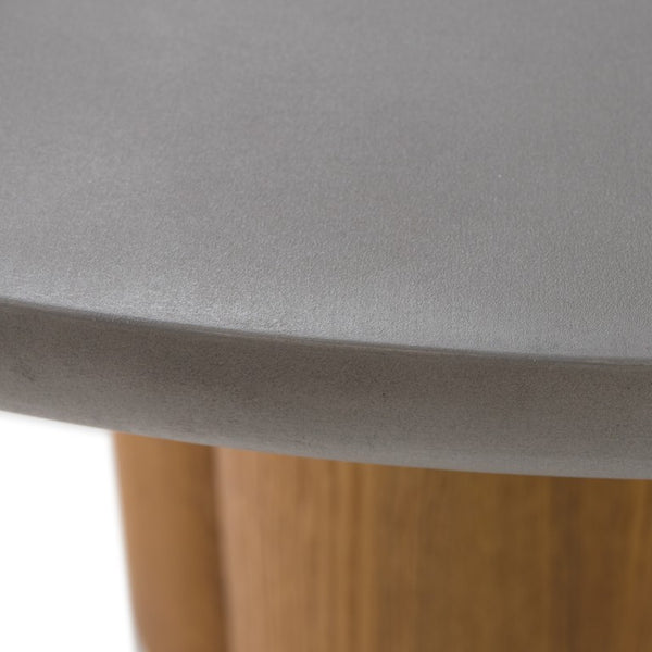 VIG Furniture Bateman Round Dining Table With Faux Concrete Top & Light Walnut Pedestal Seats 6, Durable Finish VGMC-GF-1C009