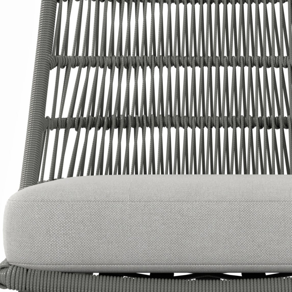 English Elm Beachside Powder-Coated Aluminum Outdoor Dining Chairs Set of 2 with Grey Removable Cushions, Rope Weave B136P159373