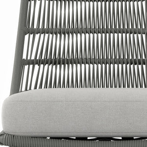 English Elm Beachside Powder-Coated Aluminum Outdoor Dining Chairs Set of 2 with Grey Removable Cushions, Rope Weave B136P159373