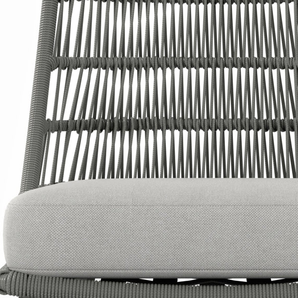 English Elm Beachside Powder-Coated Aluminum Outdoor Dining Chairs Set of 2 with Grey Removable Cushions, Rope Weave B136P159373