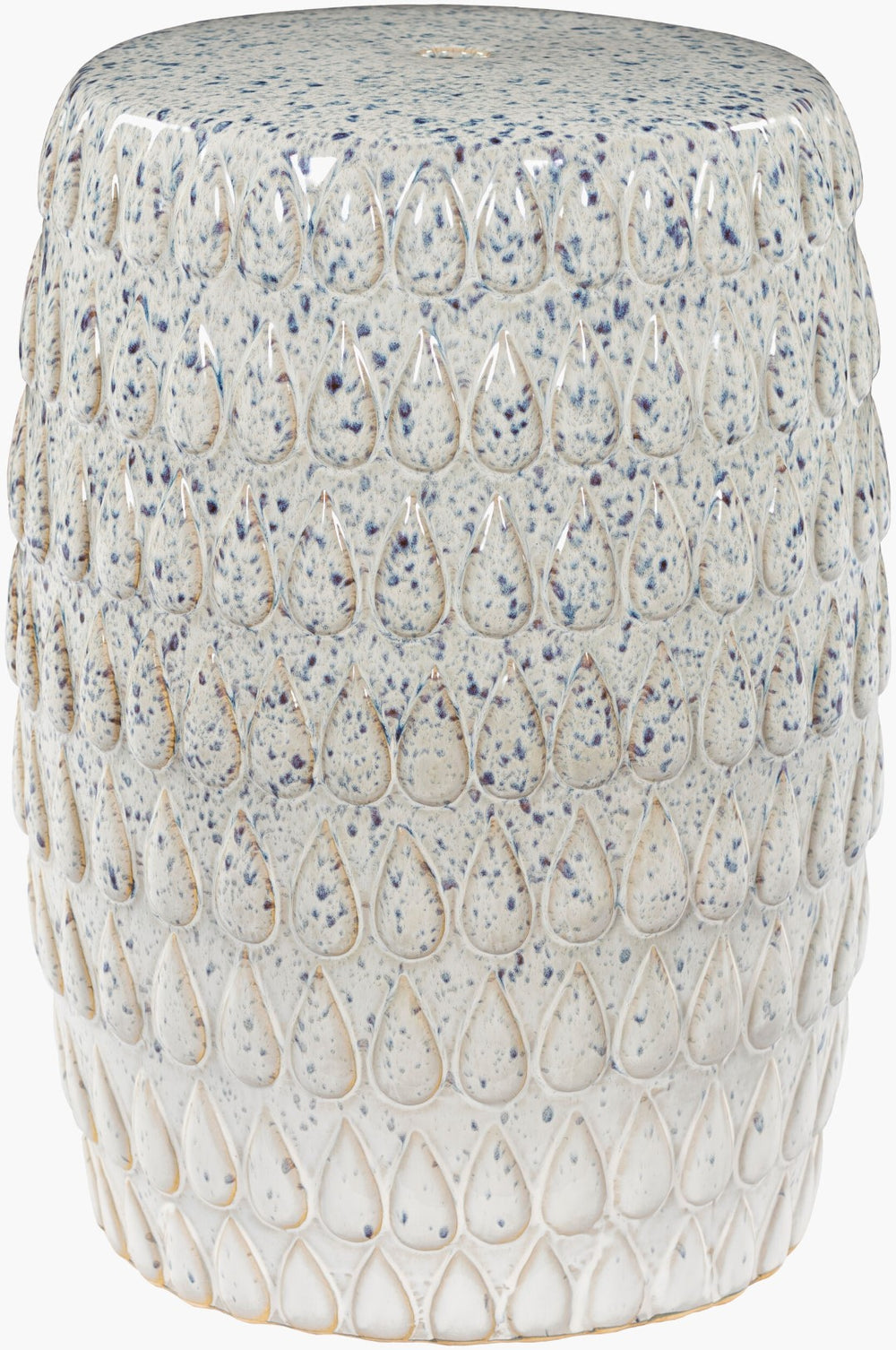 Surya Blackwell 18" Stylish Garden Stool - Elegant Ceramic Design For Outdoor Chic & Weather Resistance Top, White,Base, White Ceramic,Ceramic Baw-002