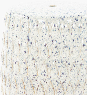 Surya Blackwell 18" Stylish Garden Stool - Elegant Ceramic Design For Outdoor Chic & Weather Resistance Top, White,Base, White Ceramic,Ceramic Baw-002