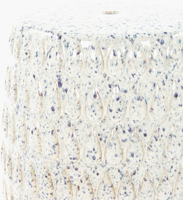 Surya Blackwell 18" Stylish Garden Stool - Elegant Ceramic Design For Outdoor Chic & Weather Resistance Top, White,Base, White Ceramic,Ceramic Baw-002