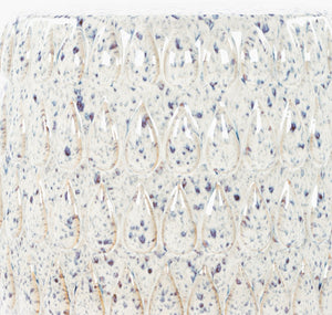 Surya Blackwell 18" Stylish Garden Stool - Elegant Ceramic Design For Outdoor Chic & Weather Resistance Top, White,Base, White Ceramic,Ceramic Baw-002