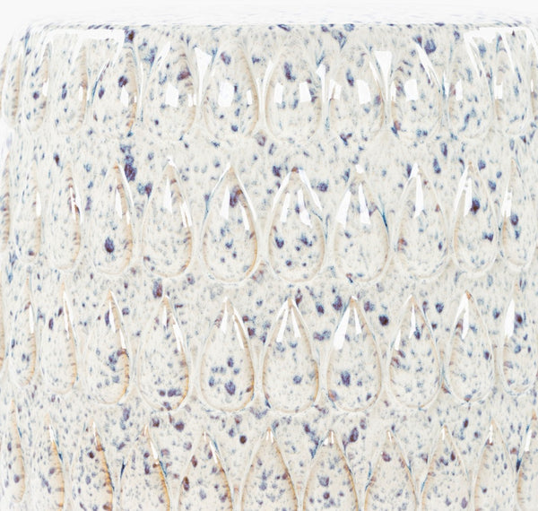 Surya Blackwell 18" Stylish Garden Stool - Elegant Ceramic Design For Outdoor Chic & Weather Resistance Top, White,Base, White Ceramic,Ceramic Baw-002