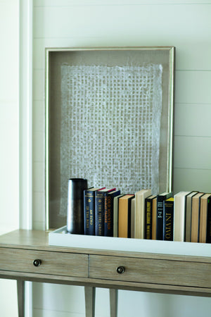 Bernhardt Bernhardt Santa Barbara Console Table With Textured Oak Veneer, Tempered Glass Shelf & Vintage Nickel Base 385910