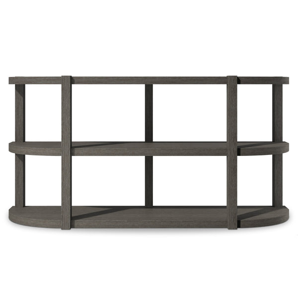 Bernhardt Bernhardt Prado Porcini Console Table — Rustic Modern 68"W Curved-Front Shelves, Solid Wood Finish 324910B