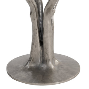 Bernhardt Bernhardt Cyprus Outdoor Side Table With Bone Grc Top & Faux‑Bois Shiny Nickel Base, Weather‑Resistant X05125