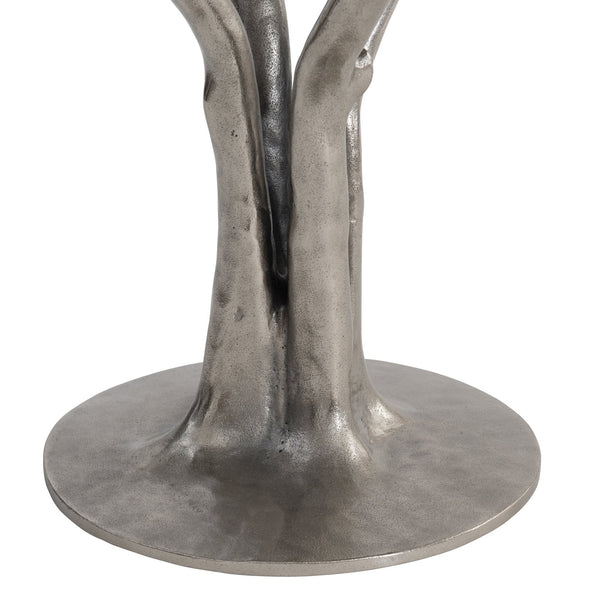 Bernhardt Bernhardt Cyprus Outdoor Side Table With Bone Grc Top & Faux‑Bois Shiny Nickel Base, Weather‑Resistant X05125