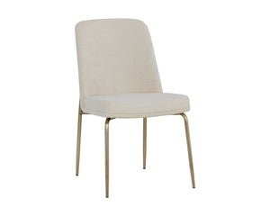 Sunpan Zeke Dining Chair - Elegant Comfort with Classic Silhouette for Modern Living Spaces and Dining Areas Antique Brass / Bergen Ivory